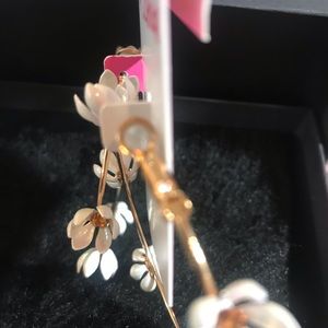 Betsy johnson 3 d floral hoop earrings
